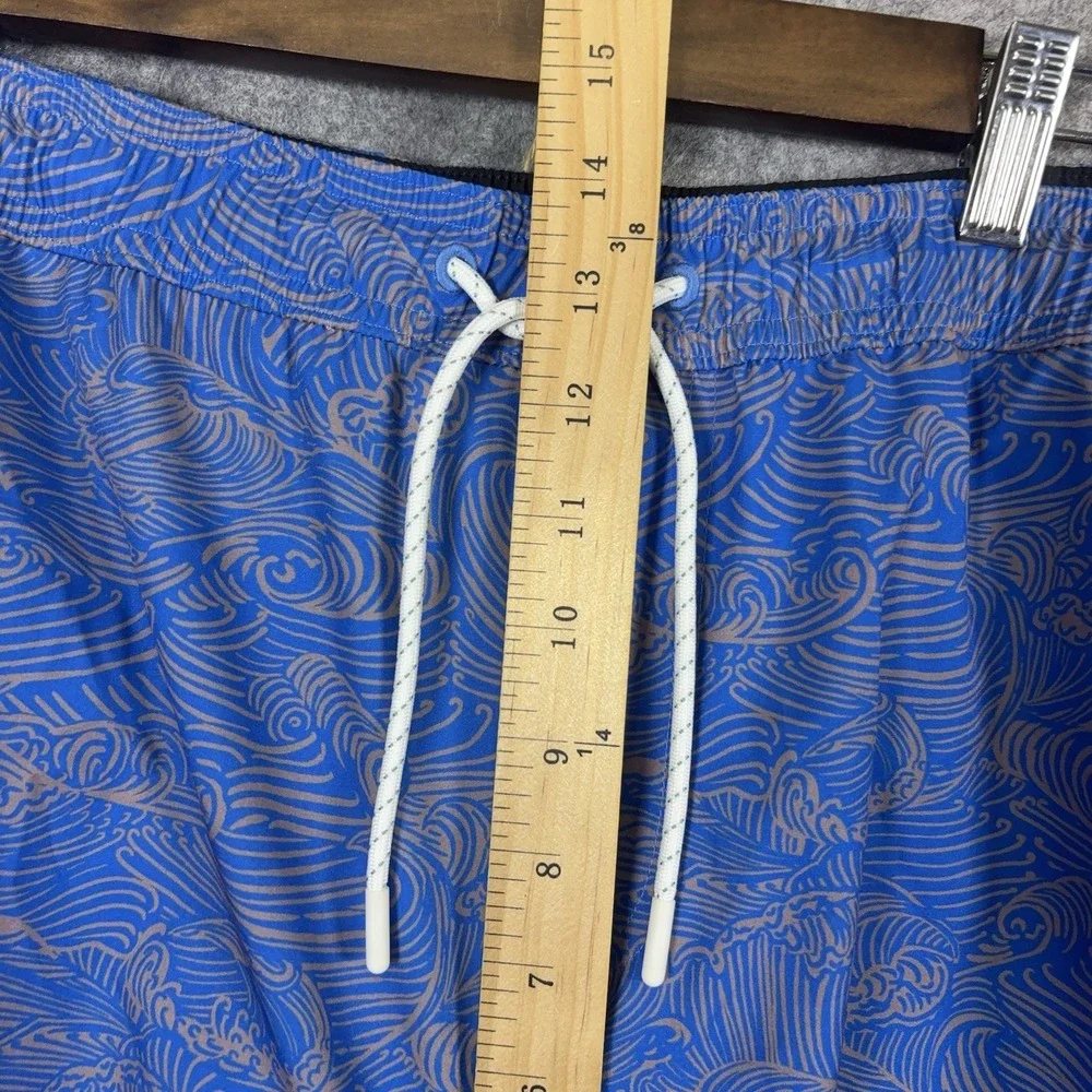 Wellen Performance Swim Trunks Mens 2XL Blue Ocean Waves‎ Lined Pockets